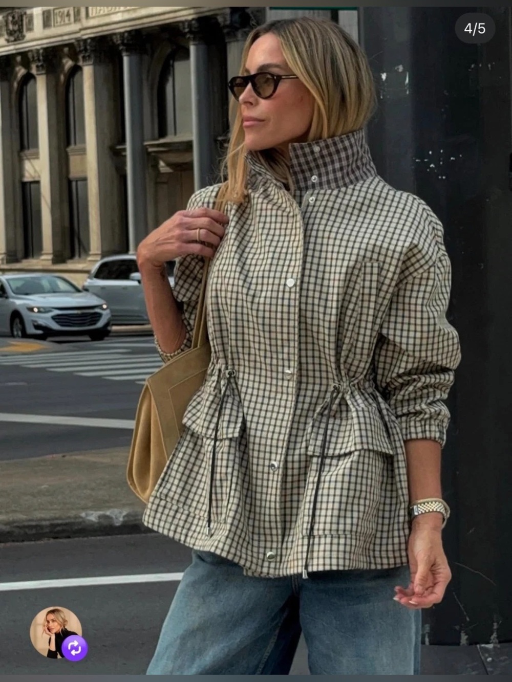 ZARA ✨VIRAL✨Check High-Neck Jacket - Picture 10 of 14